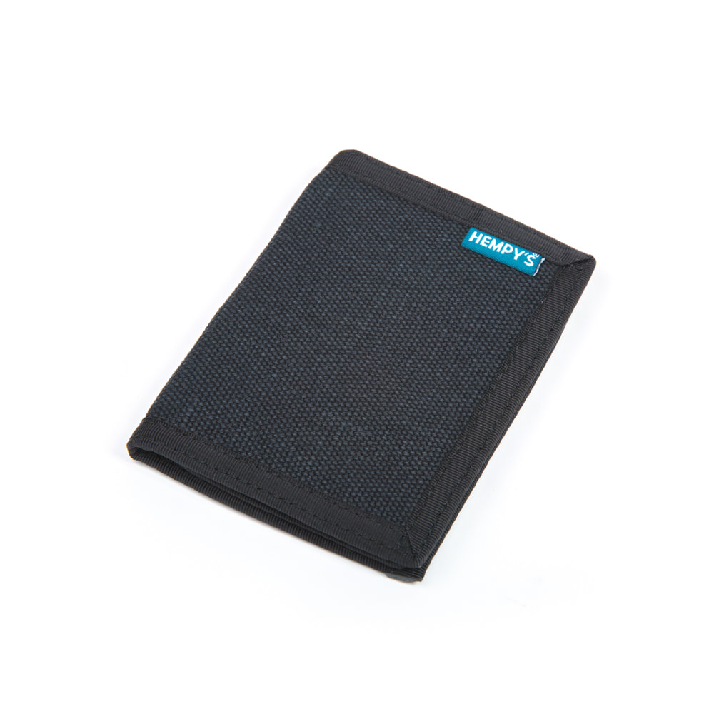 100 % Hemp Bi-fold Wallet-Blue with Black Trim